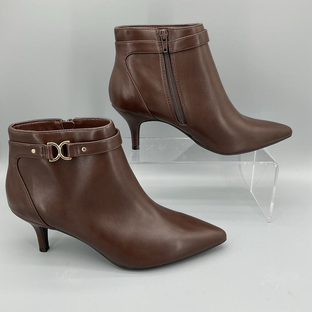 NEW Charter Club Women’s Ulyssa Pointed Toe Stiletto Dress Booties Brown Sz 10M
